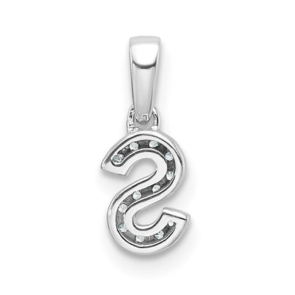 14K  White Gold Diamond Letter S Initial with Bail Pendant