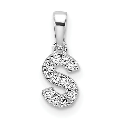 14K  White Gold Diamond Letter S Initial with Bail Pendant