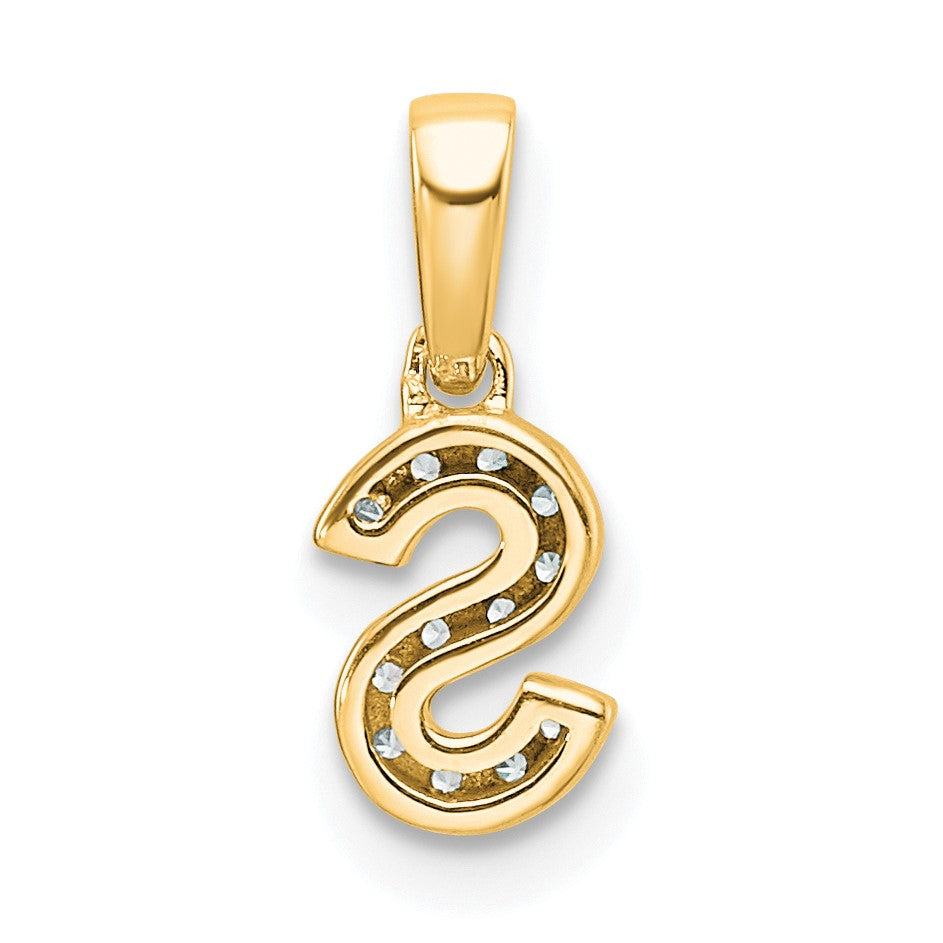 14K  Diamond Letter S Initial with Bail Pendant