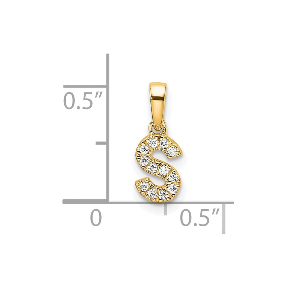 14K  Diamond Letter S Initial with Bail Pendant