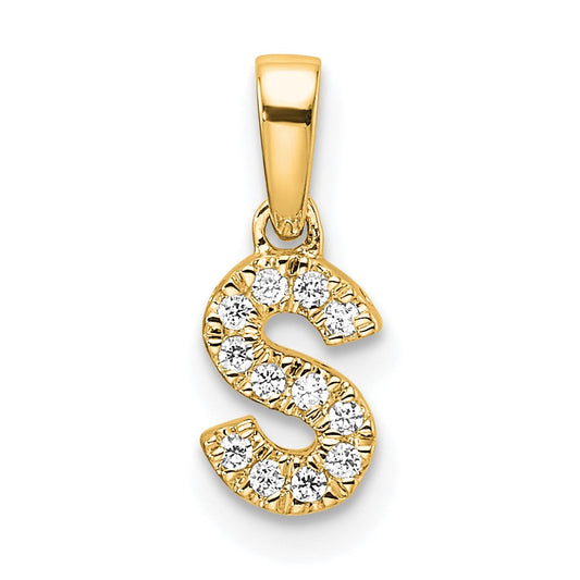 14K  Diamond Letter S Initial with Bail Pendant