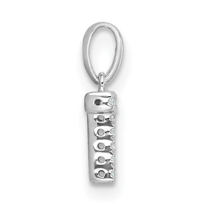 14K  White Gold Diamond Letter T Initial with Bail Pendant