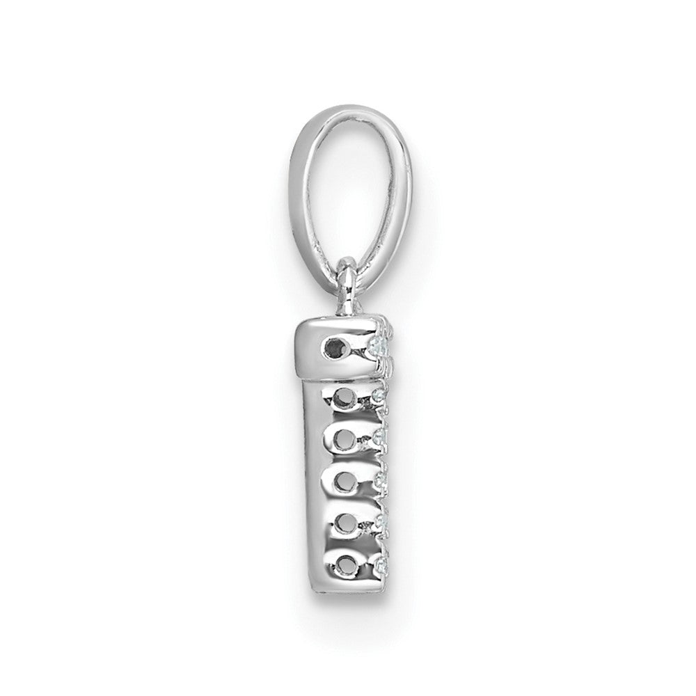 14K  White Gold Diamond Letter T Initial with Bail Pendant