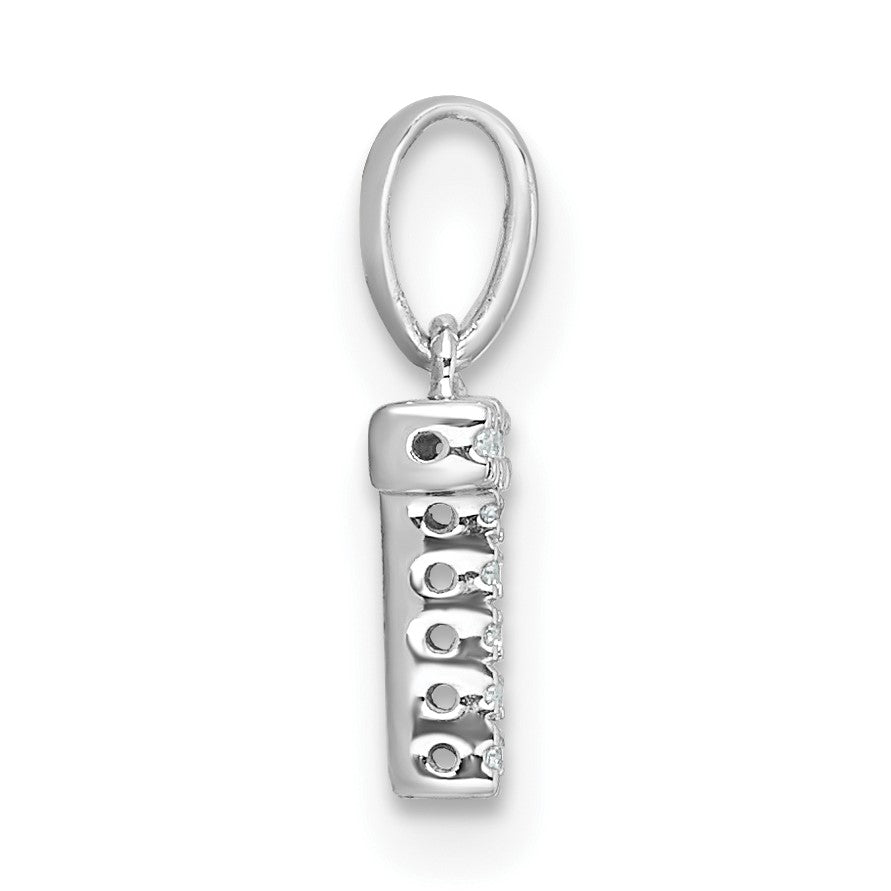 14K  White Gold Diamond Letter T Initial with Bail Pendant