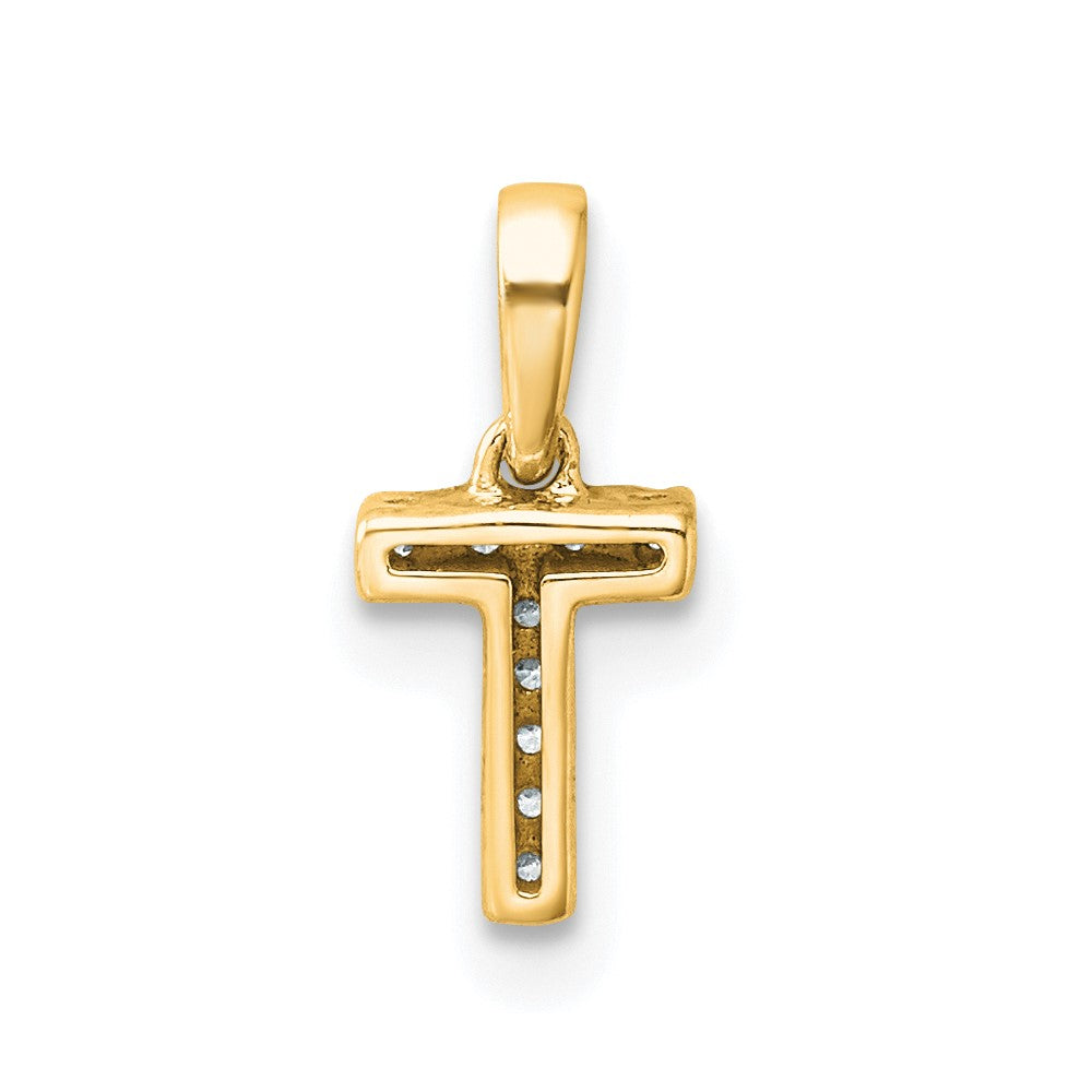 14K  Diamond Letter T Initial with Bail Pendant