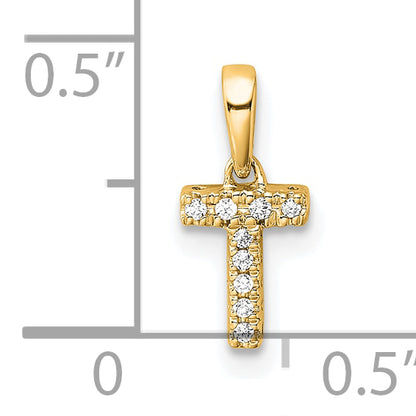 14K  Diamond Letter T Initial with Bail Pendant