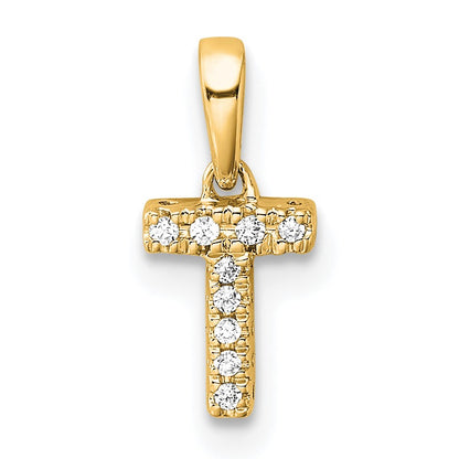 14K  Diamond Letter T Initial with Bail Pendant