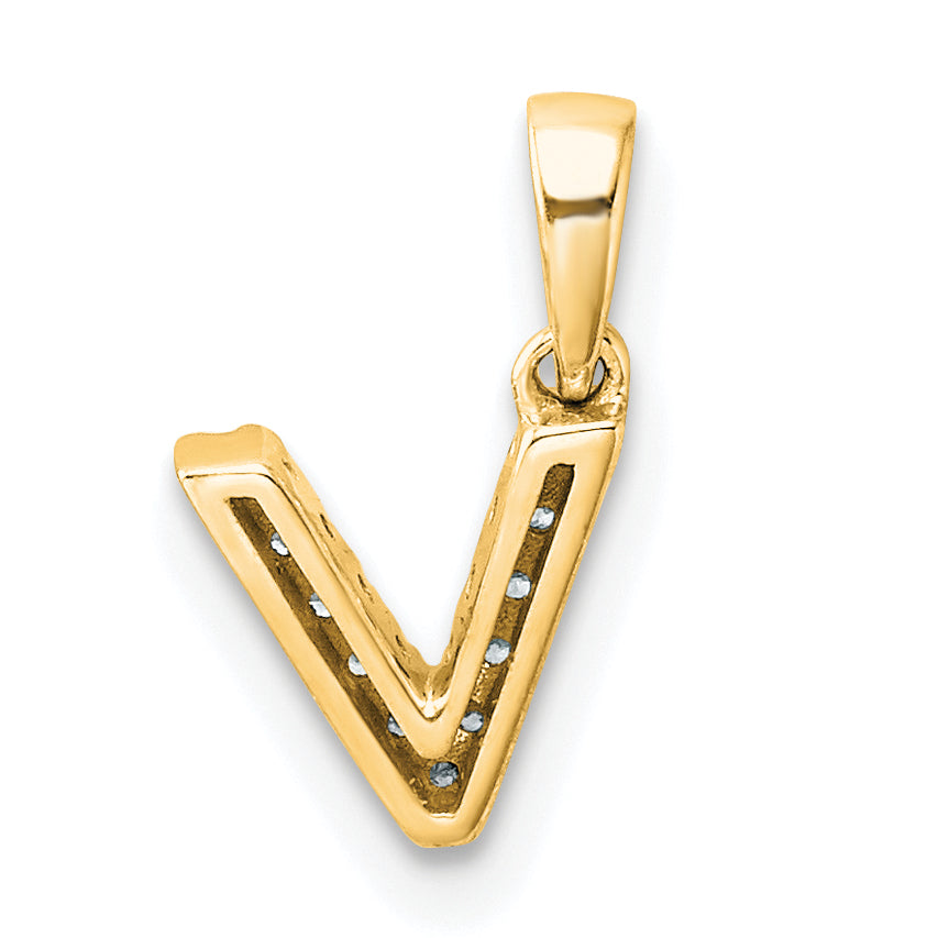 14K  Diamond Letter V Initial with Bail Pendant