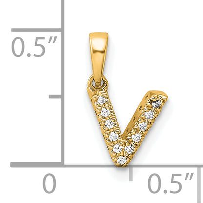 14K  Diamond Letter V Initial with Bail Pendant