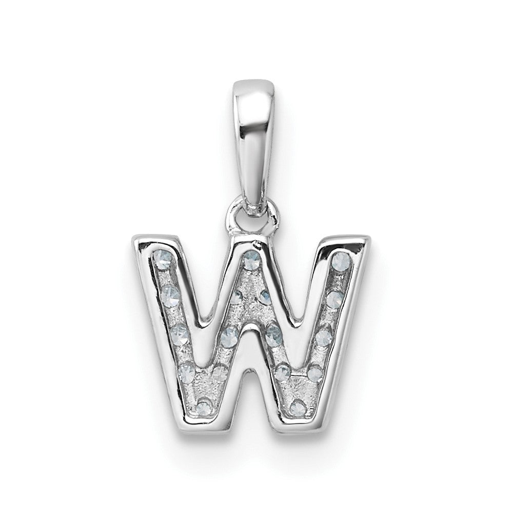 14K  White Gold Diamond Letter W Initial with Bail Pendant