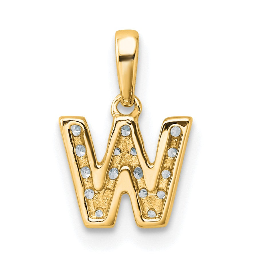 14K  Diamond Letter W Initial with Bail Pendant