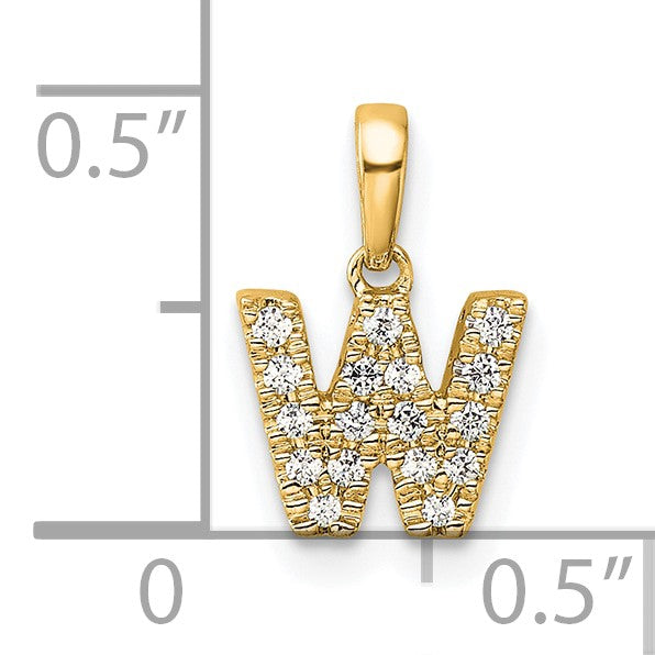 14K  Diamond Letter W Initial with Bail Pendant