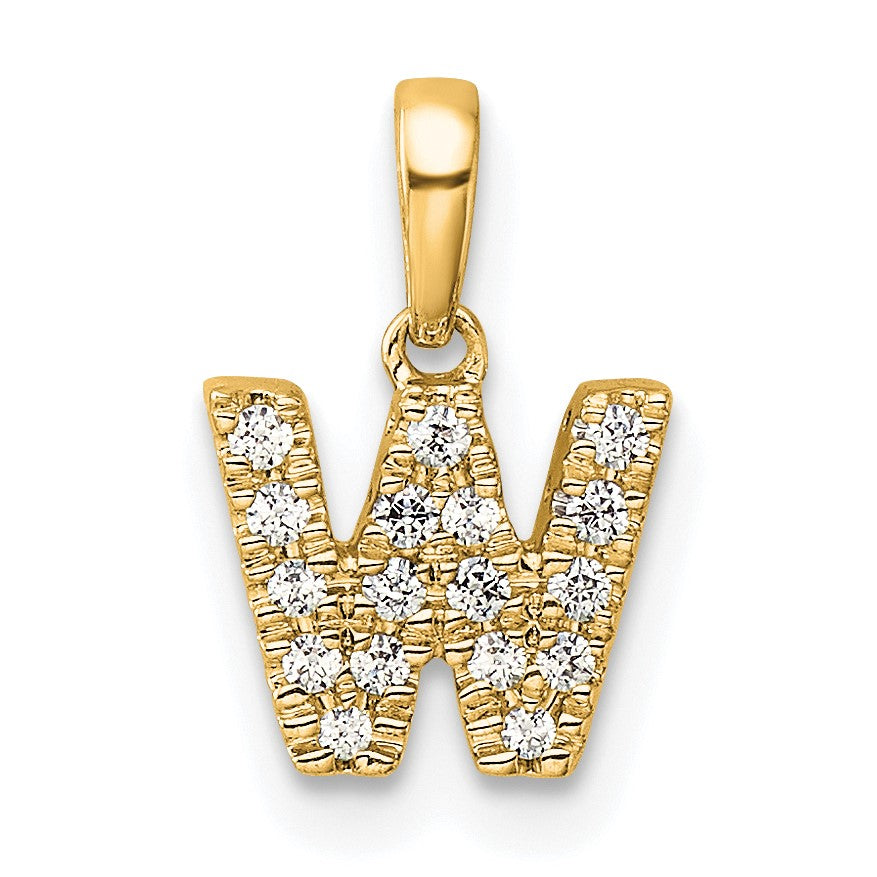 14K  Diamond Letter W Initial with Bail Pendant
