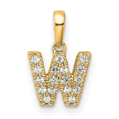14K  Diamond Letter W Initial with Bail Pendant