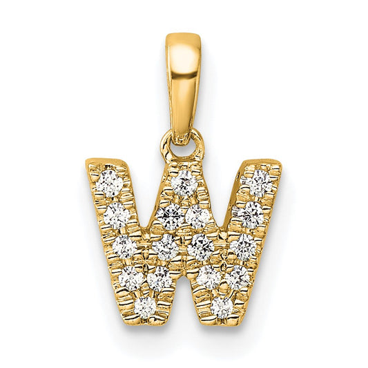 14K  Diamond Letter W Initial with Bail Pendant