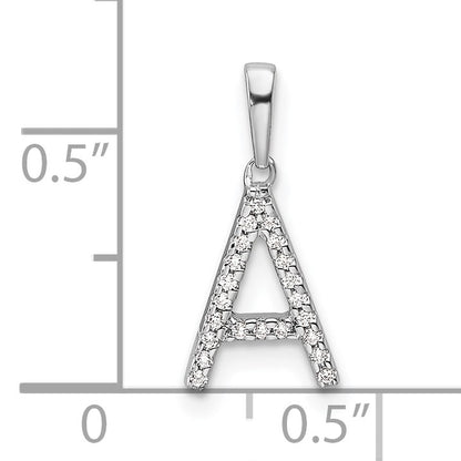 14K White Gold Diamond Letter A Initial Pendant
