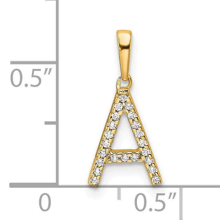 14K Diamond Letter A Initial Pendant