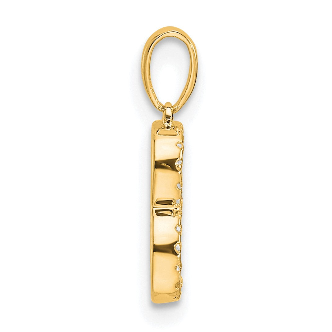 14K Diamond Letter B Initial Pendant
