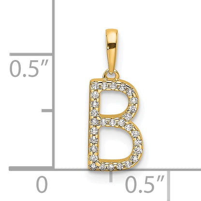 14K Diamond Letter B Initial Pendant