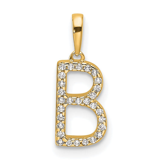 14K Diamond Letter B Initial Pendant