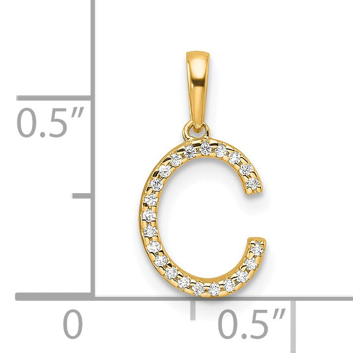 14K Diamond Letter C Initial Pendant