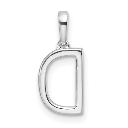14K White Gold Diamond Letter D Initial Pendant