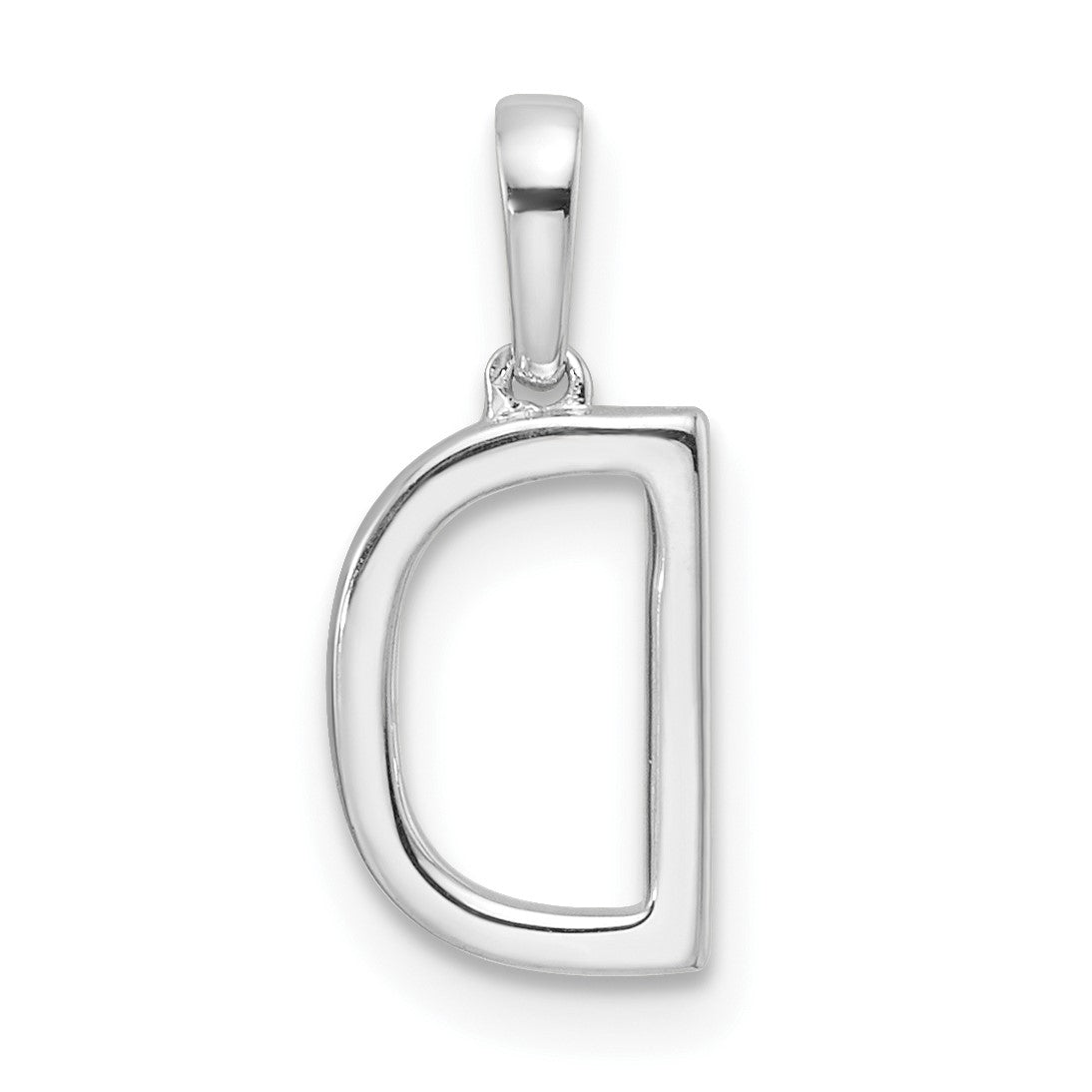 14K White Gold Diamond Letter D Initial Pendant