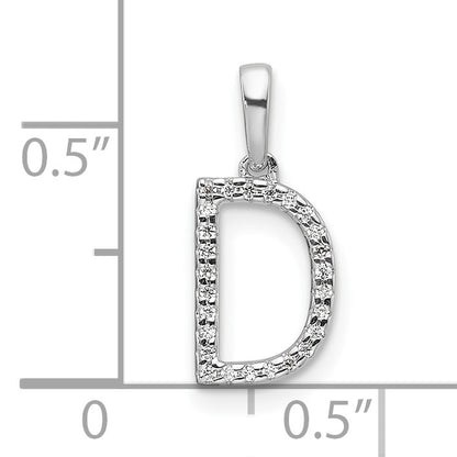 14K White Gold Diamond Letter D Initial Pendant