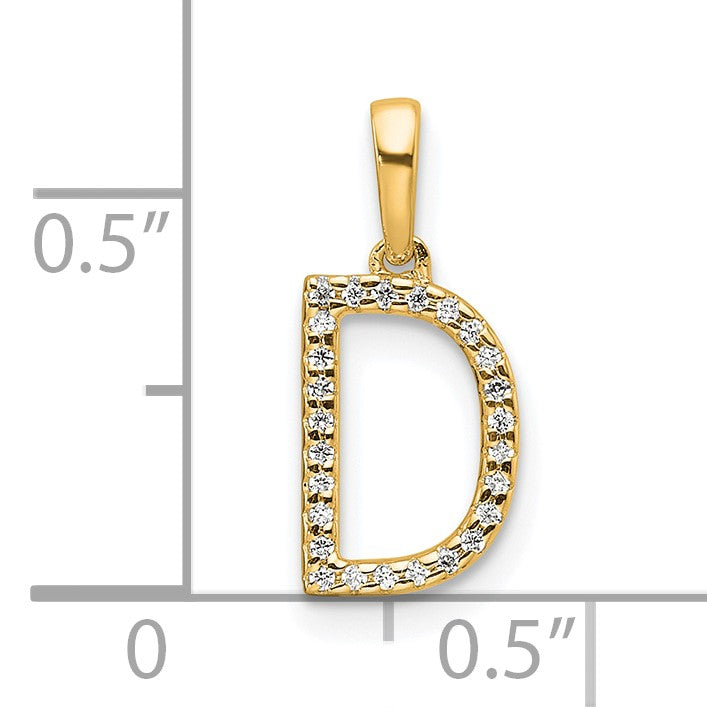 14K Diamond Letter D Initial Pendant