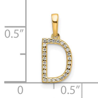 14K Diamond Letter D Initial Pendant