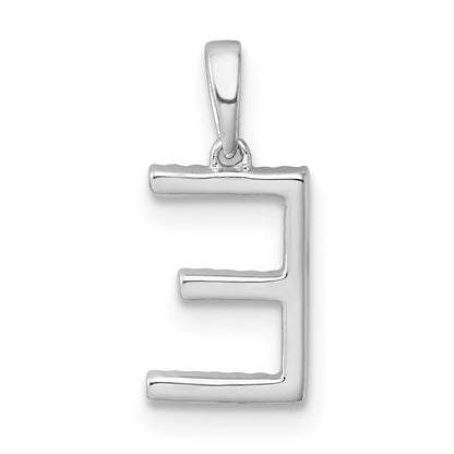 14K White Gold Diamond Letter E Initial Pendant