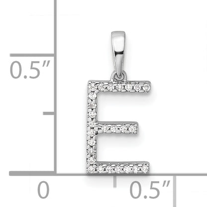 14K White Gold Diamond Letter E Initial Pendant