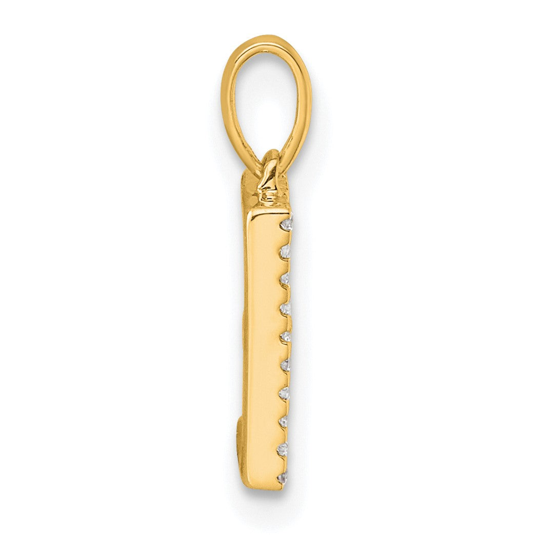 14K Diamond Letter E Initial Pendant