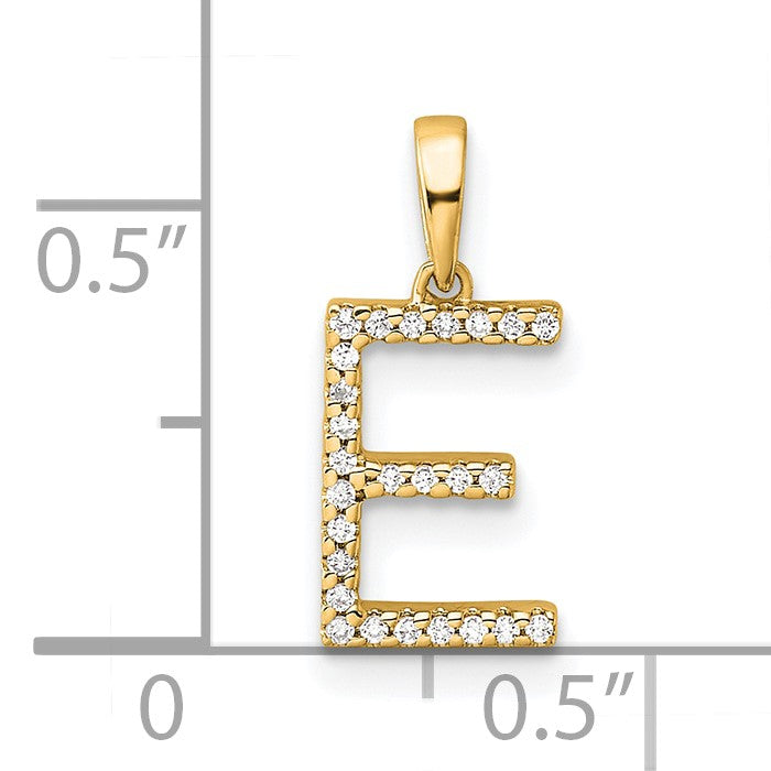 14K Diamond Letter E Initial Pendant