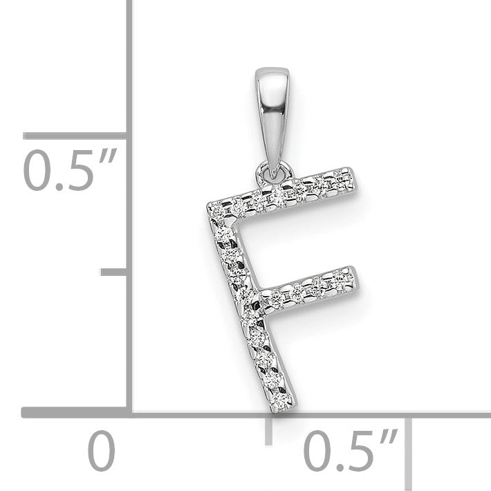 14K White Gold Diamond Letter F Initial Pendant