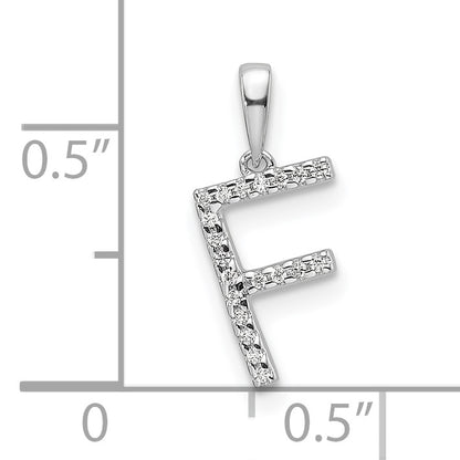 14K White Gold Diamond Letter F Initial Pendant