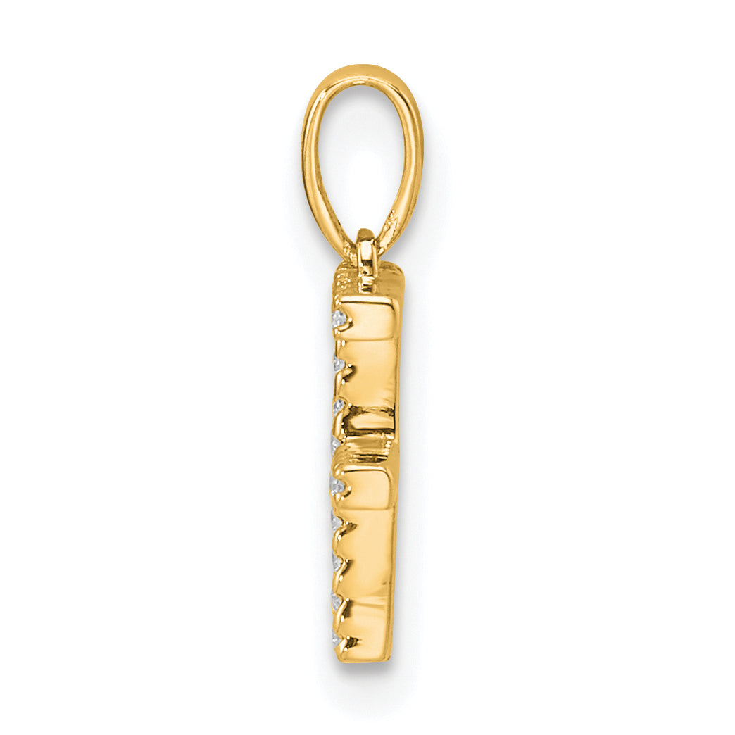 14K Diamond Letter F Initial Pendant