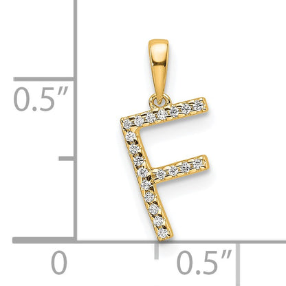 14K Diamond Letter F Initial Pendant