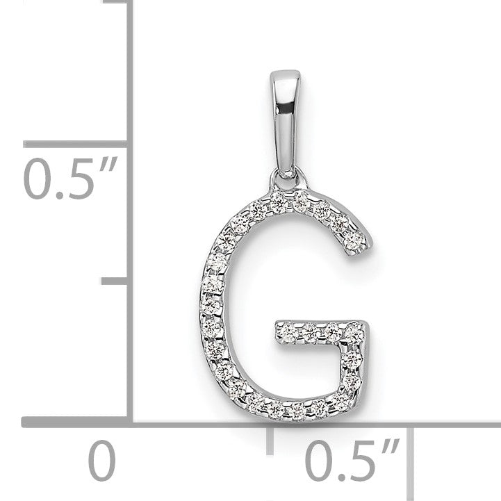 14K White Gold Diamond Letter G Initial Pendant