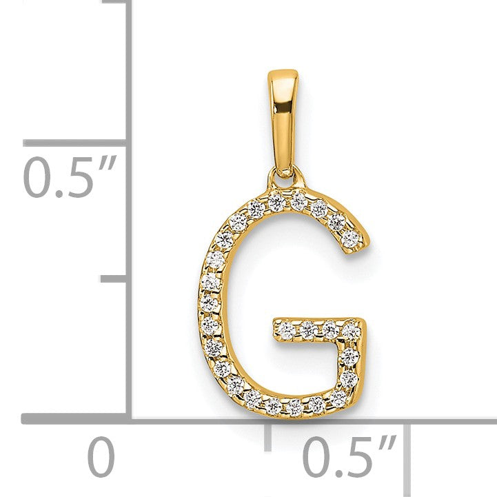 14K Diamond Letter G Initial Pendant