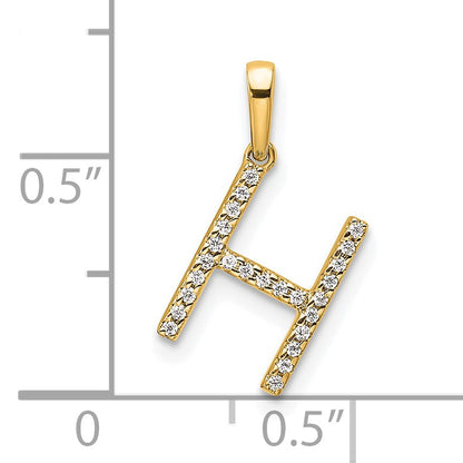 14K Diamond Letter H Initial Pendant