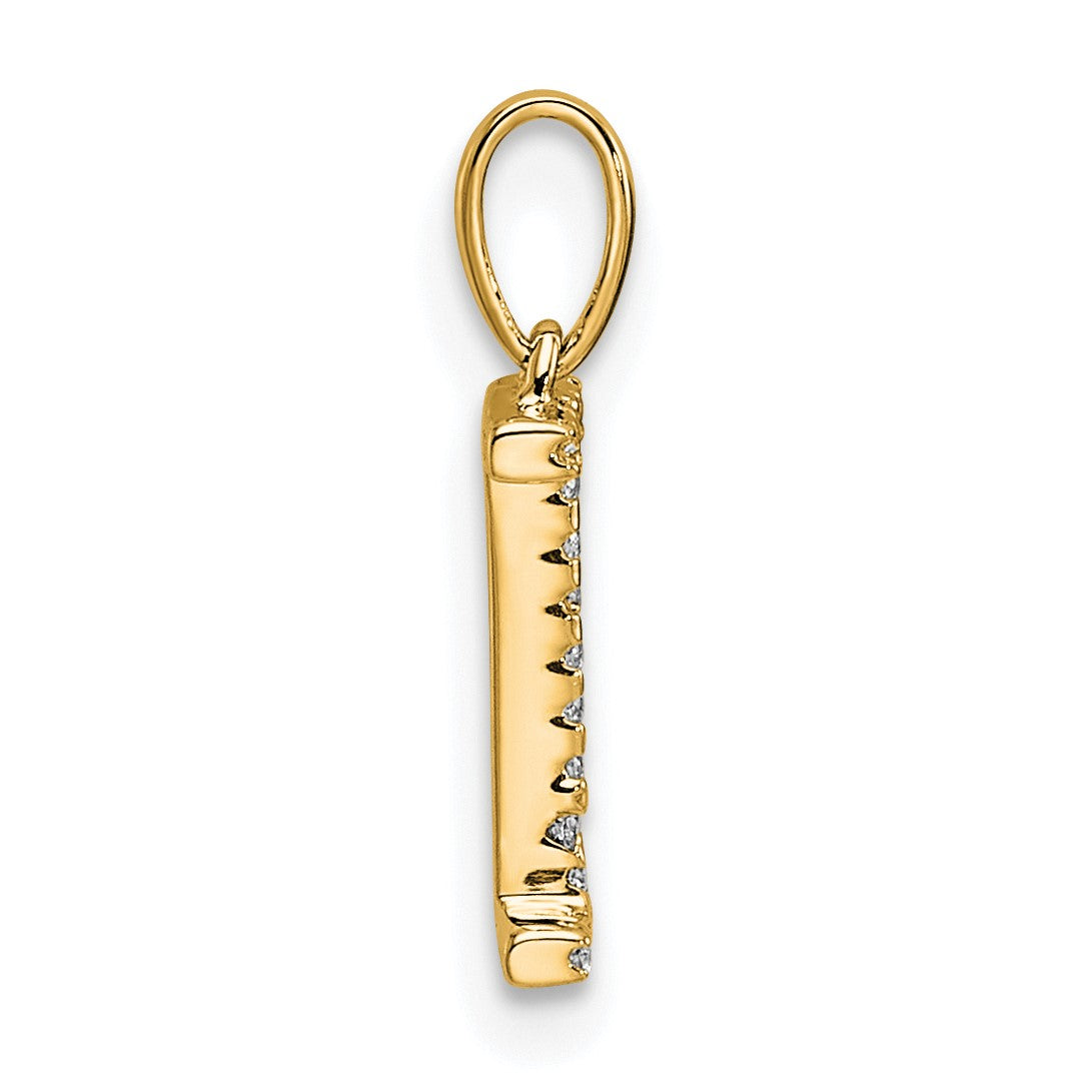 14K Diamond Letter I Initial Pendant