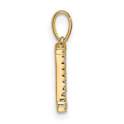 14K Diamond Letter I Initial Pendant