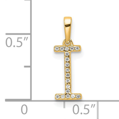 14K Diamond Letter I Initial Pendant