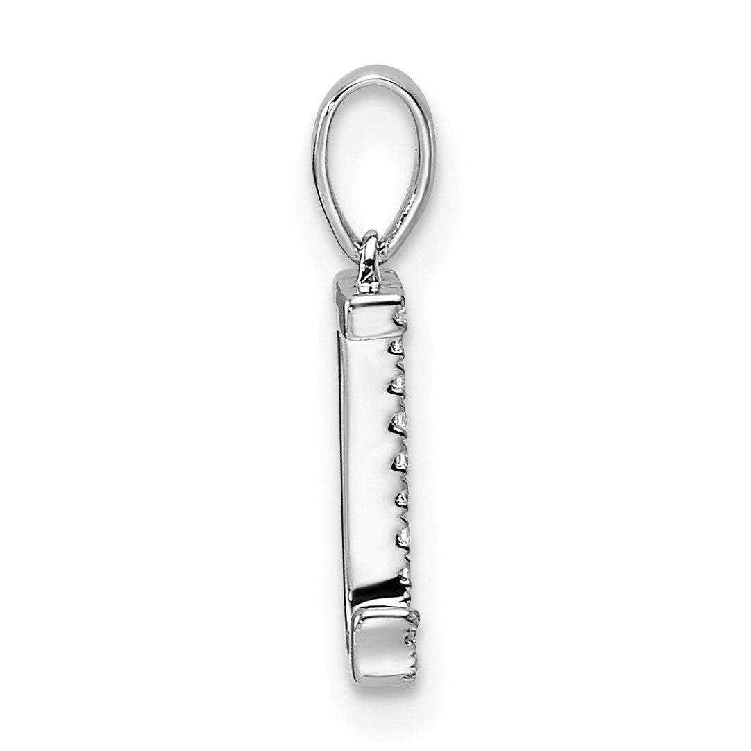 14K White Gold Diamond Letter J Initial Pendant