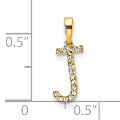 14K Diamond Letter J Initial Pendant