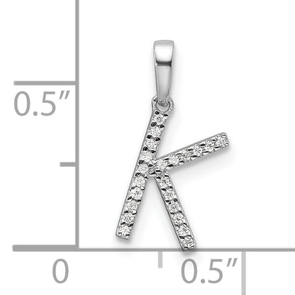 14K White Gold Diamond Letter K Initial Pendant