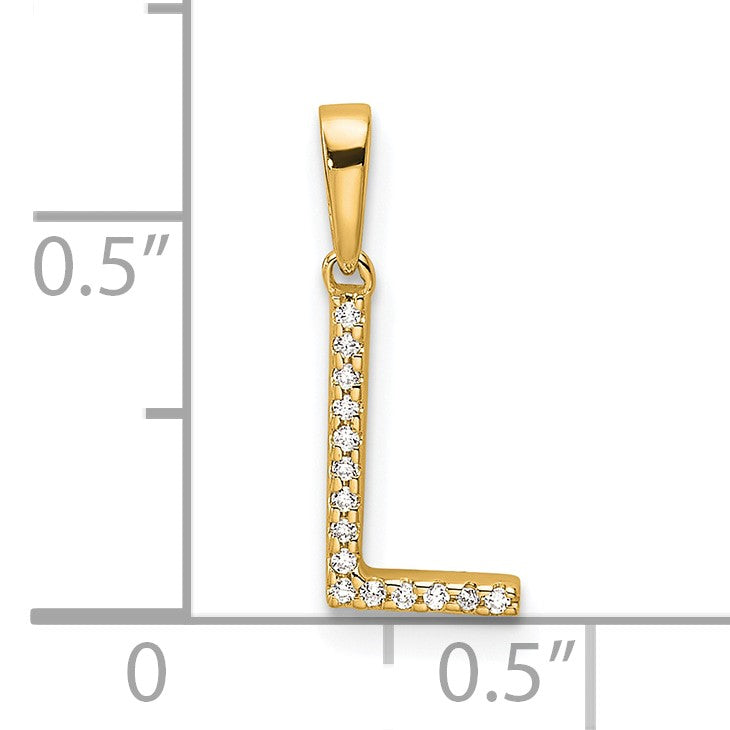 14K Diamond Letter L Initial Pendant