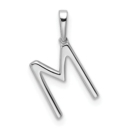 14K White Gold Diamond Letter M Initial Pendant
