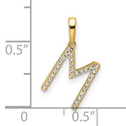 14K Diamond Letter M Initial Pendant